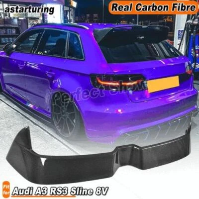 Carbon Fiber Rear Roof Wing Spoiler For Audi A3 RS3 Sline 8V Hatchback 4D 14-18 (for: Audi)