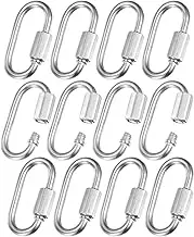 uxcell 12-Pack Quick Chain Link Connector, M3.5 1/8 304 Stainless Steel D-Shape Locking Repair Chain Links for Swing/Camping/Hiking/Backpack, Twist Key Ring Screw Chain Link [Silver]