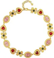 [OJERRY] Statement Flower Bib Necklace for Women, Formal Evening Floral Jewelry Accessories Romantic Cool Gifts for Women