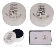 Baby Tooth Keepsake Box First Curl Girl Boy Christening Gifts Silver Bear