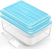 Ice Cube Tray with Lid and Bin for Freezer, Easy Release 55 Ice Cube Trays 2 ...