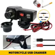 12-24V Handlebar Dual Car Charger Socket Adapter Power Outlet Fit Motorcycle