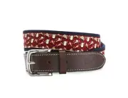 Vineyard Vines Pizza Wings & Beer Canvas Club Belt Crimson Size 30 1A2118 603