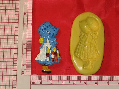 Girl with Bonnet Silicone Mold Fondant Cupcake Clay Candy A778 Chocolate Fimo