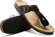 [Sowdus] Toe Separator Sandals for Men and Women, Flip Flops Mules with Cork Footbed, Summer Shoes for Unisex Adults