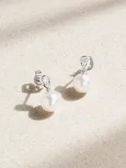 [Mikimoto] Mikimoto - Morning Dew 18-karat White Gold, Pearl And Diamond Earrings - One size One size White