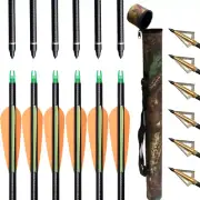 32" Fiberglass Arrows Spine 600 Removable Arrowhead Arrow Quiver for Hunting Bow