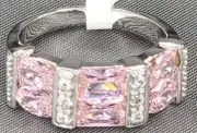 Pink and White Cubic Zirconia 925 Sterling Silver Ring Sz 8, Bella Luce, JTV