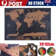 Scratch Off World Map Deluxe Travel Poster Scraping World Map Decor Gift 42*29cm