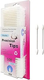 500 Pieces Precision Tips,Double Pointed Cotton Swabs with Paper Stick for Makeup & Cleaning