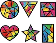 Qyeahkj 36 Set Geometric Shapes Tissue Paper Crafts DIY Star Window Suncatcher Craft Kit Triangle Heart Hanging Decor for Summer School Home Activity Art Project Birthday Party Favor Gift