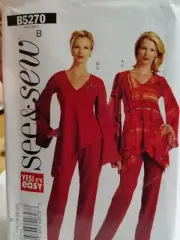 Tunic Top Pants 16 18 20 22 Butterick See & Sew B5270 Sewing Pattern Flowy 5270