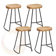 Artiss Set of 4 Elm Wood Backless Bar Stools 65cm Black Light Natural