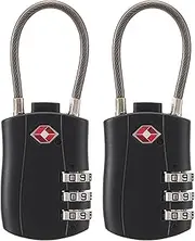 [Cilzephyr] 2Pcs TSA Luggage Locks,TSA Approved Luggage Combination Locks,Tersely Combination Travel Padlock Luggage Lock for Suitcase, Lockers, Gym, Bike Locks(Black)