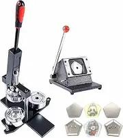 Unique Polygon Badge Maker Machine，DIY Metal Badge Press Kit，with 100 PCS Accessories & Cutter， 61 * 58mm Badge Maker Machine Used for DIY Making of Polygon Shape Badges and Pins