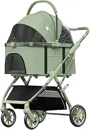 Pet Stroller Dog Stroller Cat Stroller Folding Dog Stroller with Storage Basket Travel Pet Cat Stroller with Wheels Puppy Stroller for Medium Small Dog Pram Dog Cat(Color:C)
