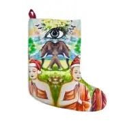 Psychedelic Elephant / Zen Buddha Cat Santa Stocking - Floating Eye Trippy Art
