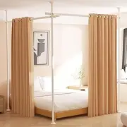 Room Divider No Drilling Curtain Rod, 4-10ft (H) 28-114inch(W) Adjustable Heavy Duty Floor to Ceiling Room Dividers Tension Rod - Damage Free for Space Partition White