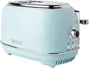[HADEN] Heritage Blue Toaster 2 Slice - Reheat, Cancel and Defrost Functions - Stainless Steel Housing Retro Toaster - Variable Browning Control 2 Slice Toaster
