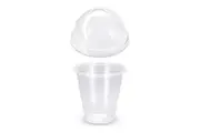 500 X Drinking Cups Clear Pp With Clear Dome Lid 12Oz / 340Ml