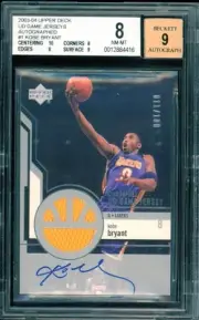 2003-04 Upper Deck UD Game Jerseys Auto Kobe Bryant #/100 BGS 8