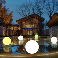 在飛比找露天拍賣優惠-水上漂浮球燈酒店泳池水面燈庭院花園景觀水中燈發光防水球形燈
