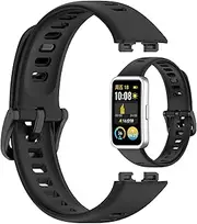 Disscool Replacement Adjustable Wrist Bands Compatible with Huawei Band 10/10 NFC/9/9 NFC/8/8 NFC, Soft Silicone Wrist Strap with Quick Release for Man Women(Smooth Surface/Black)