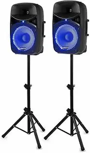 PA Speaker System 2X12 Active 800W Karaoke LED/Mic/Remote/Stands/BT/USB Party