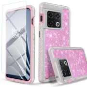 For OnePlus 10 Pro 5G Case Phone Cover Glitter Diamond+ Tempered Glass Protector