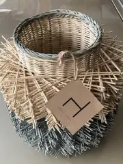 Organic Basket By Hollis And Hanh One Of A Kind Green And Grey Planter New
