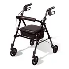 Carex Step 'N Rest Aluminum Rollator Walker with Seat, Black - Rolling Walker fo