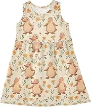 [Caihoyu] Toddler Girls Summer Tank Dresses Kid Ruffle Hem Midi Dress Easter Outfit, Multicolor14, 8 Years
