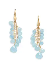 Marco Bicego 18K Yellow Gold Paradise Aquamarine Cluster Chain Drop Earrings - Exclusive