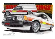 FORD XD SUNDOWNER PANEL VAN WHITE A2 FRAMED PRINT (FT248)
