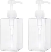 AIMALL 2 PCS PETG Quad Square Bottle – Flat Square Travel Bottle Set, Hand Soap, Lotion, Shampoo, and Cosmetics Refillable Containers