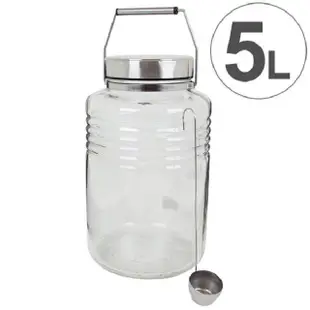 日本【石塚硝子】金屬蓋玻璃保存瓶 5L 附勺