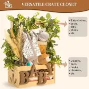 Wooden Baby Shower Crate Closet Baby Storage Crate Hamper for Clothes Socks