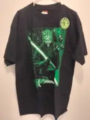 Vintage Star Wars Darth Maul T-Shirt XL Extra Large Black Glow in the Dark NWT