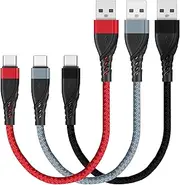 USB C Cable Short [30CM 3 Pack], SUMPK USB Type C Charger Braided Fast Charging Cord Compatible with Samsung Galaxy A20 A51, S10+ S9 S8 Plus, LG G6, MacBook Air iPad Pro, Pixel 2 XL and Power Bank