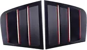 HOUV 1 Pair ABS Rear Side Window Blinds Scoop Louver Cover Trim Fit For Ddge Charger 2011-2021 2022 2023 Matt Black With Red Trim