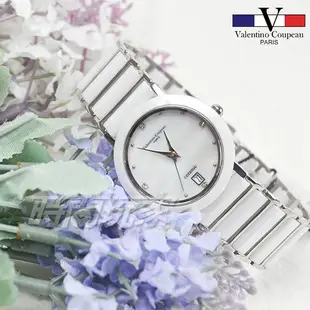 valentino coupeau范倫鐵諾 典雅晶鑽時刻陶瓷女錶 中性錶 男錶 防水手錶 學生錶 白 V61292白大