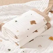 ZONEY 6 Layer Muslin Swaddle Blanket for Newborn, Soft Cotton Nursery Blanket, Bath Towel, Receiving Blanket for Baby Gift, Toddler Shower Pram Cot Bed Sleeping, 43.3X 43.3'' (Bear)