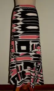 New Womens Notations Skirt Large Multi Pattern Elastic Waist Pull On Midi