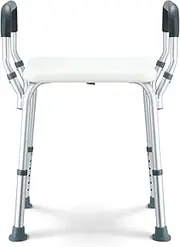 Adjustable Shower Chair Seat Bath Stool Bathtub Bench Non-Slip with Padded Armrests for Pregnant Elderly Seniors