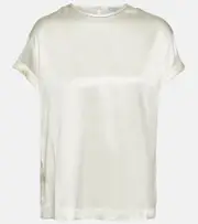 [Brunello Cucinelli] Brunello Cucinelli Silk-blend satin T-shirt AU 14 beige