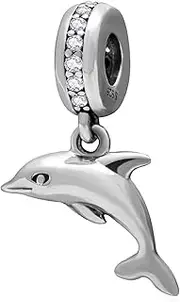 [GLOWDAS] 925 Sterling Silver Ocean Life Charms, Mermaid Charms, Octopus Sea Shell Conch Dolphin Anchor Dangle Beads, fit European Animal Bracelet, Gifts for Mothers Day/Valentines/Christmas