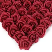 Artificial Stemless Rose Flower Heads, 200Pcs Burgundy Foam Roses Artificial ...