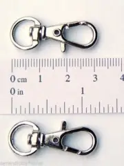 12 Metal SWIVEL CLIPS 33mm x 11mm (1.29" x .43") Lobster Clasp 13mm round end