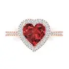 2.27Ct Heart Cut Natural Garnet Gold Halo Engagement Promise Statement Ring