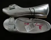 Rugged Bear Shoes Ballerina Flats Silver Sparkling Bow Girls Size 1